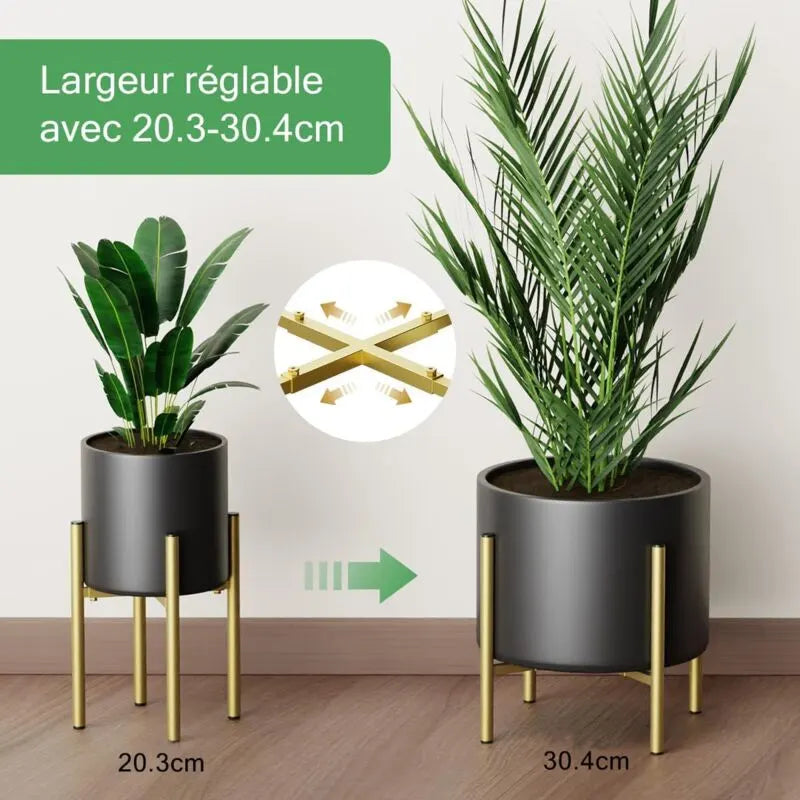 Plant Stand, Simple Style Metal Plant Shelf, Indoor And Outdoor Flower Pot Holder Adjustable Width For 20-30Cm Pots - Image 2