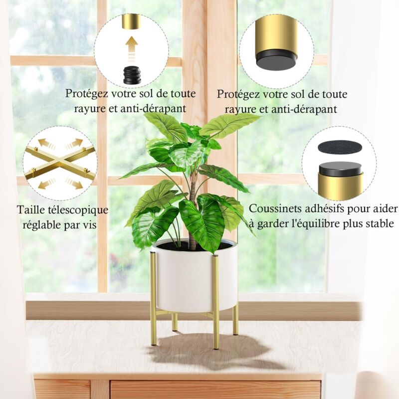Plant Stand, Simple Style Metal Plant Shelf, Indoor And Outdoor Flower Pot Holder Adjustable Width For 20-30Cm Pots - Image 4
