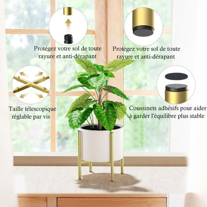 Plant Stand, Simple Style Metal Plant Shelf, Indoor And Outdoor Flower Pot Holder Adjustable Width For 20-30Cm Pots - Image 4