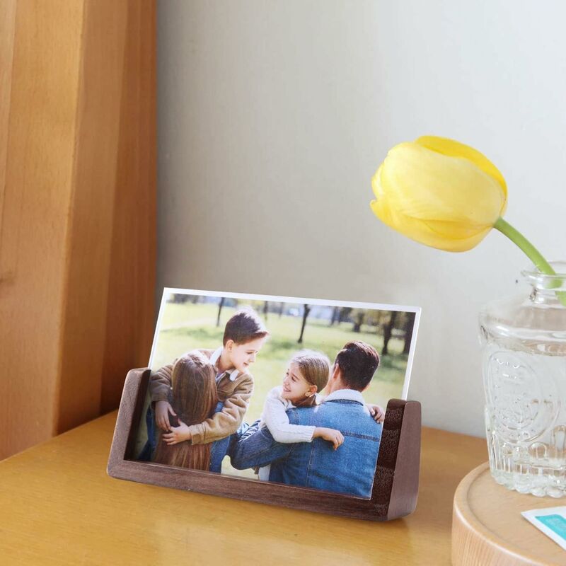 6 Inch Photo Frames 2 pcs Set, Wooden And Acrylic Glass Picture Frame For Tabletop Home Decor - Image 4