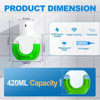 Automatic Soap Dispenser Touchless Liquid Soap 420Ml, Automatic Liquid Soap Dispenser For Kitchen, With 4 Adjustable - Image 2