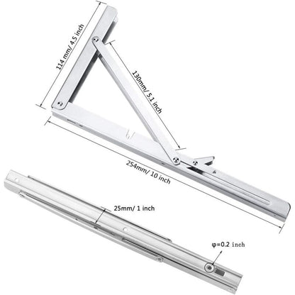 250Mm Folding Wall Shelf, 2 pcs Stainless Steel Folding Bracket, Garage Shelf Support Frame, Heavy Duty Bracket For - Image 2