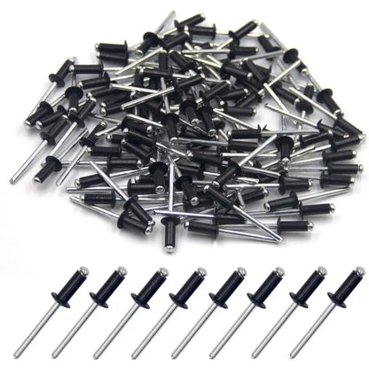100 pcs 4.8 X 12Mm Aluminum Blind Rivets, Open End Rivets, Pop Rivets, Pack Of 100 (Black)