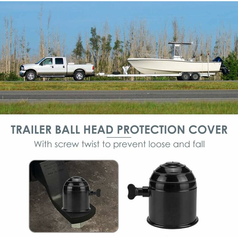 Trailer Hitch Ball Cover, 50Mm Universal Hitch Ball Cap Tow Ball Cover Trailer Hitch Ball Protective Cover, Black - Image 2