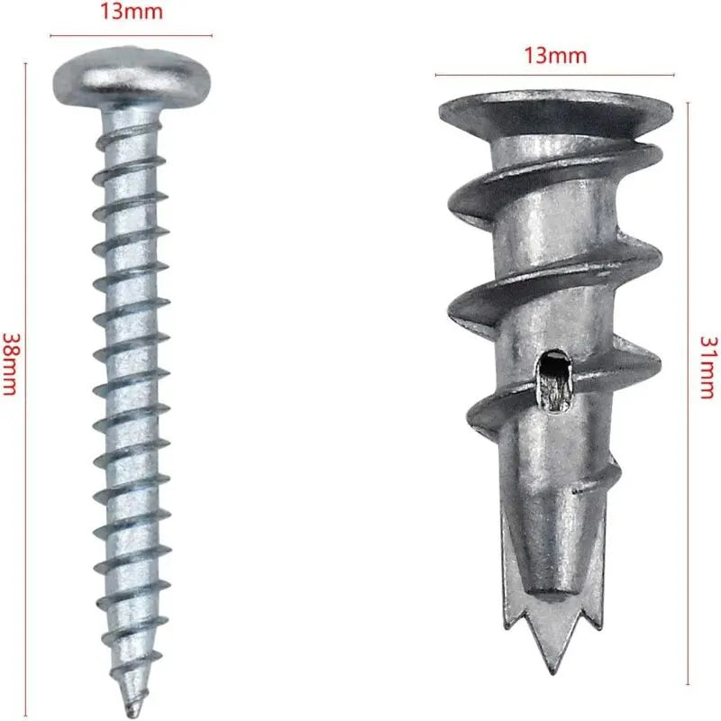 100 pcs Zinc Alloy Expansion Screw Set Combination 50 pcs Screws And 50 pcs Anchors - Metal Self-Drilling - For - Image 4