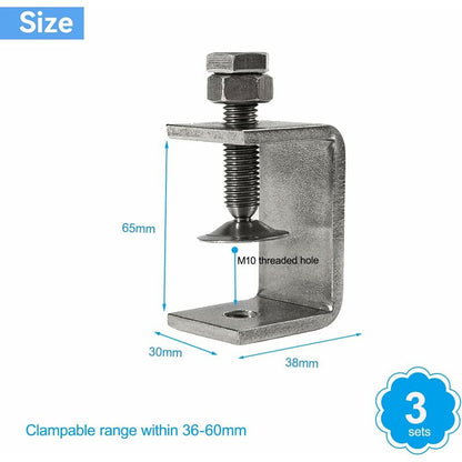 3 pcs 65Mm Heavy Duty 304 Stainless Steel C-Clamps, For Clamps, Pliers And Turnbuckles, Woodworking Tools, Diy & Auto - Image 2