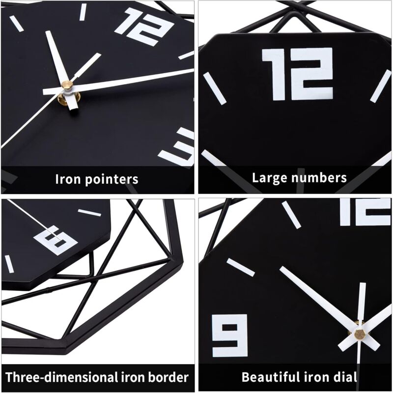 Wall Clock Wood Metal 30Cm Silent Non Ticking Wall Clock Living ROom Bedroom Kitchen Office Large Wall Clock Modern - Image 3