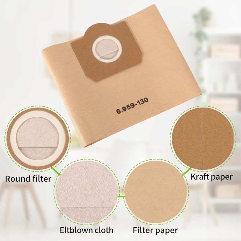 Vacuum Cleaner Bags, 20 Pack Upright Vacuum Cleaner Bags, Paper Filter Bags, For Karcher 6.959-130.0 - Image 4