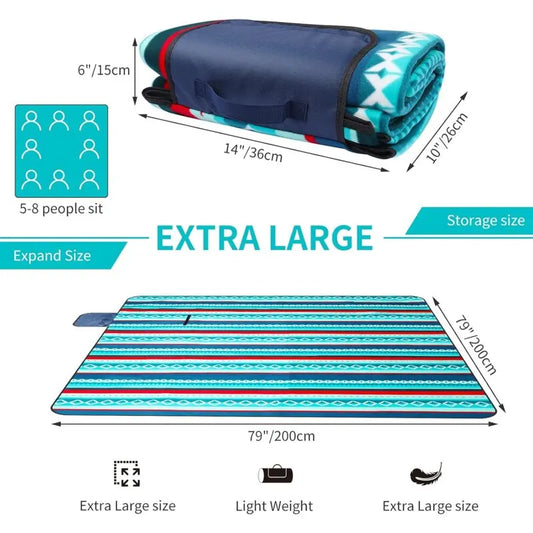 Waterproof Picnic Blanket 200 X 200Cm - Outdoor Picnic Blanket - Insulated Fleece Picnic Mat - Large Picnic Blanket - Image 2