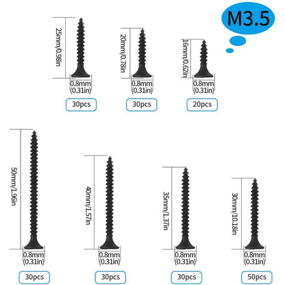 220 pcs Self Tapping Wood Screws, Black Cross Flat Head Self Drilling Screw, Metal Screws For Drywall Furniture - M3.5 - Image 2