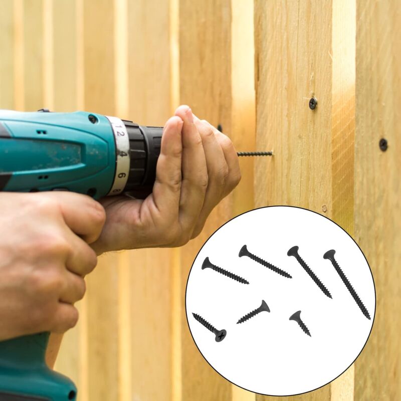 220 pcs Self Tapping Wood Screws, Black Cross Flat Head Self Drilling Screw, Metal Screws For Drywall Furniture - M3.5 - Image 4