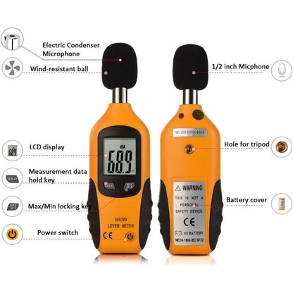 Sound Level Meter 40-130Dba, Professional Decibel Meter With Backlit Display (9V Battery Included) - Image 2