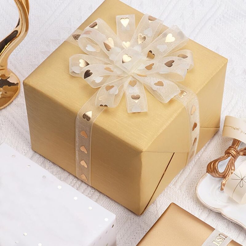 2 Volumes Gold Ribbon Satin Ribbon 1.6Cm X 9M Suitable For Gift Ribbons Wedding Decoration Ribbons Home Decoration - Image 2