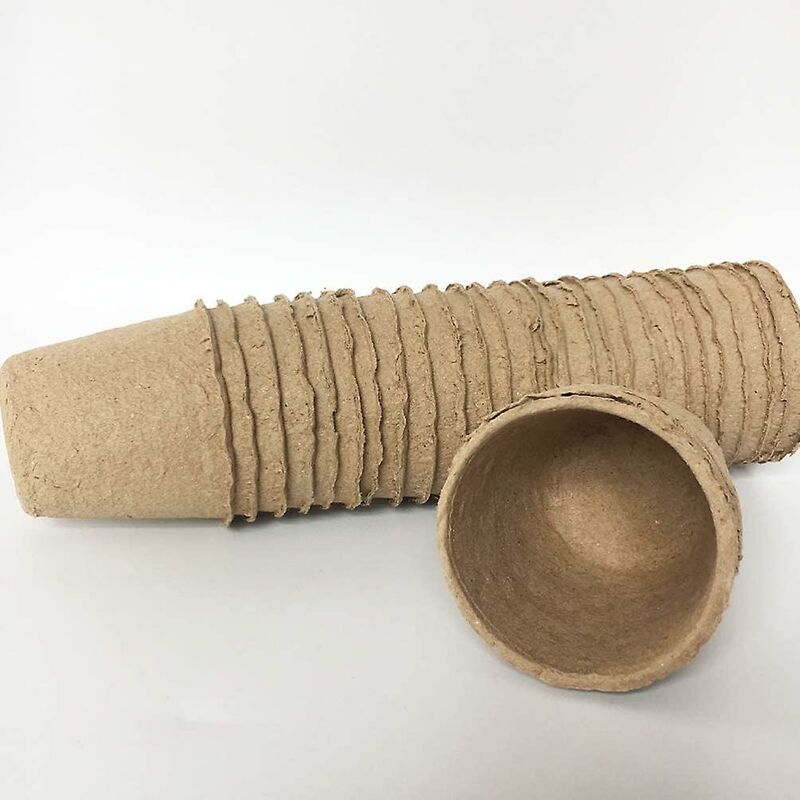 50 Pack ROund Fiber Pot 6X6Cm Seedling Pot Starter Pots Kits Gardening Pot For Seeds Plants - Image 2