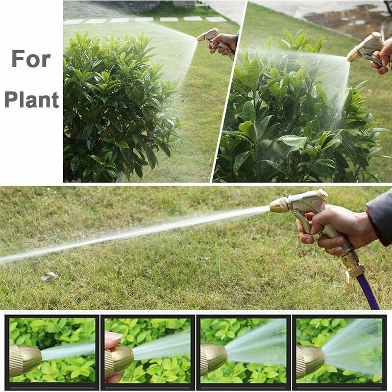 Garden Hose Spray Gun With Full Brass Nozzle, 100% Metal Heavy Duty Water Gun, High Pressure Spray Nozzle For Watering - Image 4
