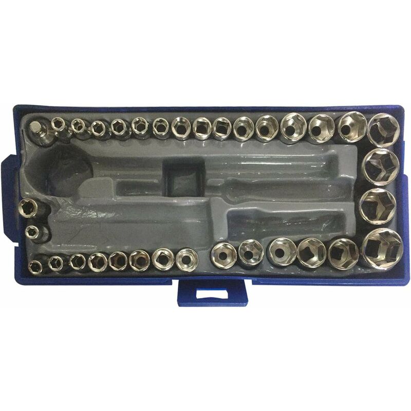 50 pcs 1/4" 3/8" Socket Wrench Set With Reversible Ratchet Handle Drive 12 pcs Hexagon Screw Bits With Case - Image 3