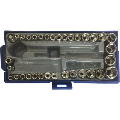 50 pcs 1/4" 3/8" Socket Wrench Set With Reversible Ratchet Handle Drive 12 pcs Hexagon Screw Bits With Case - Image 3