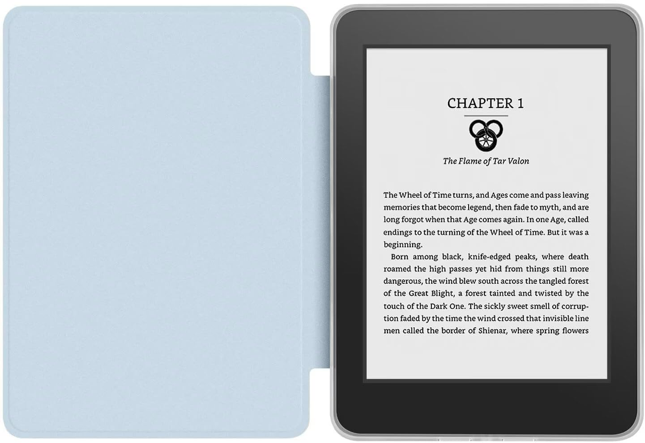 360° Rotating & Detachable Magnetic Case for 7" Kindle Paperwhite 12th Generation (2024)  – Auto Wake/Sleep, Hands-Free Stand, Clear Back Cover(Light blue) - Image 3