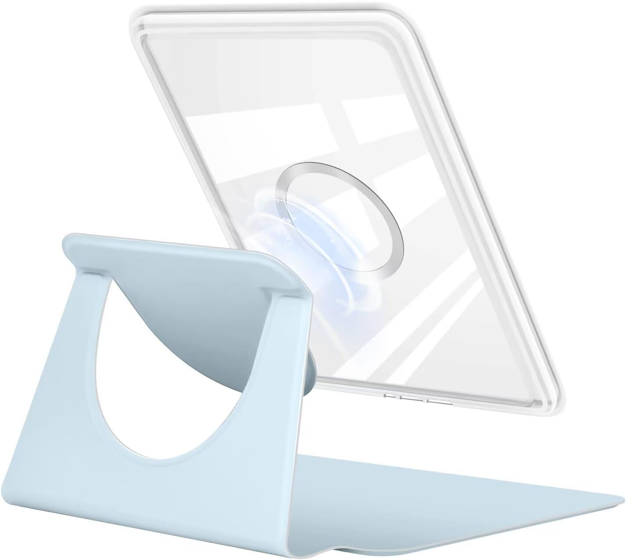 360° Rotating & Detachable Magnetic Case for 7" Kindle Paperwhite 12th Generation (2024)  – Auto Wake/Sleep, Hands-Free Stand, Clear Back Cover(Light blue) - Image 4