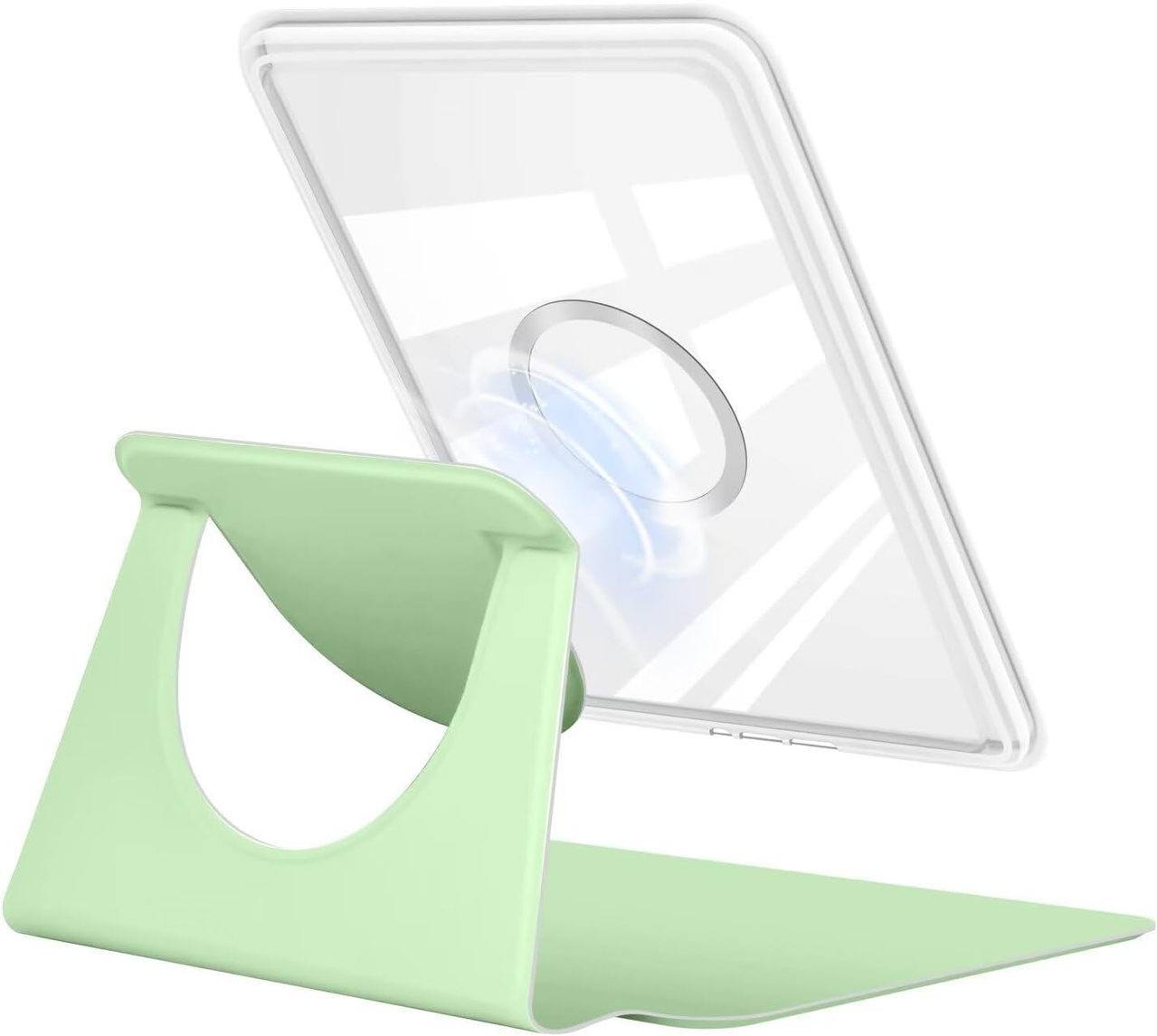 360° Rotating & Detachable Magnetic Case for 7" Kindle Paperwhite 12th Generation (2024)  – Auto Wake/Sleep, Hands-Free Stand, Clear Back Cover (Light green) - Image 4