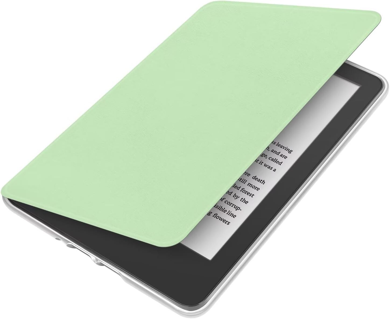 360° Rotating & Detachable Magnetic Case for 6.8" Kindle Paperwhite 11th Generation (2021)  – Auto Wake/Sleep, Hands-Free Stand, Clear Back Cover (Light green) - Image 2