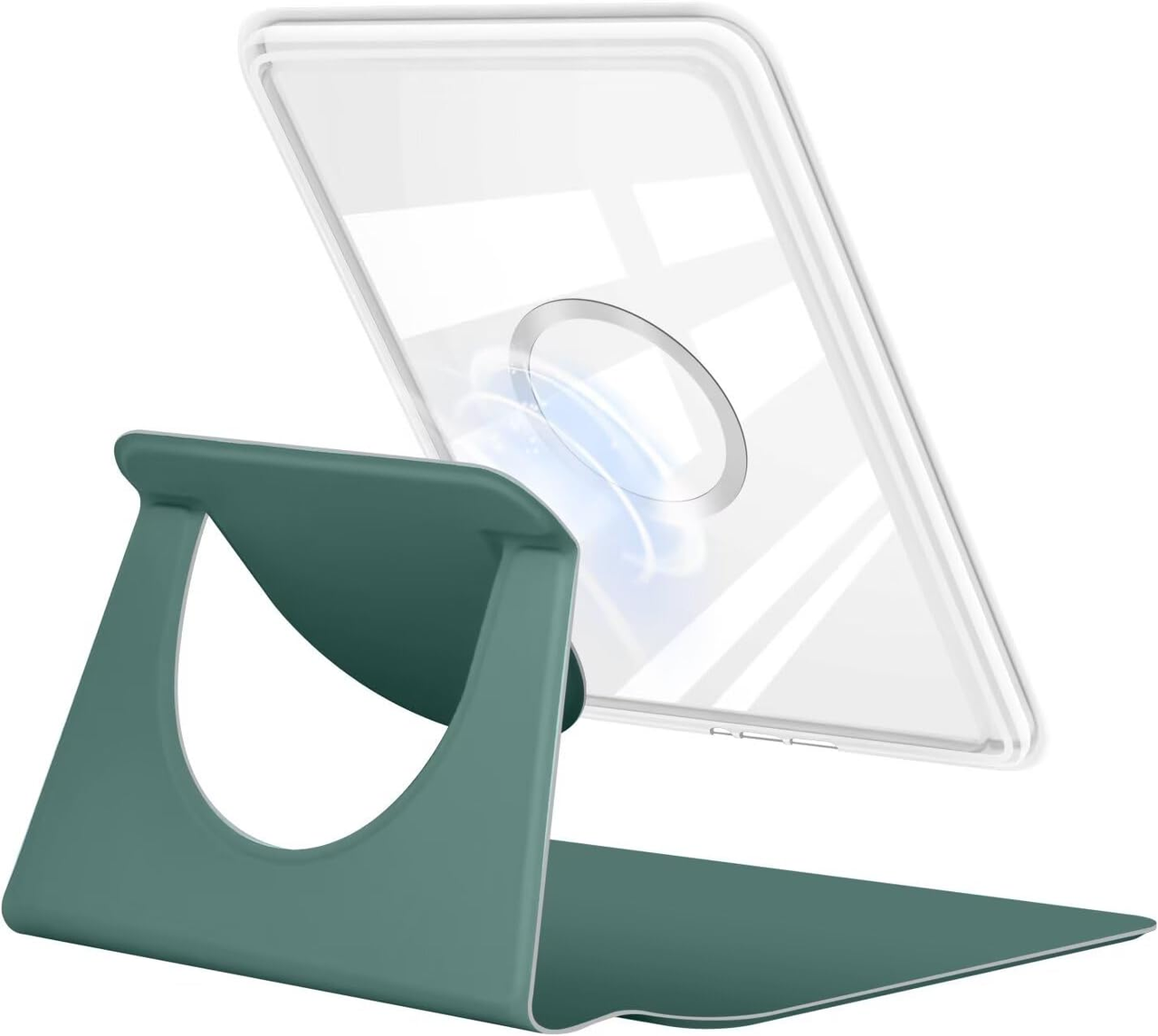 360° Rotating & Detachable Magnetic Case for 7" Kindle Paperwhite 12th Generation (2024)  – Auto Wake/Sleep, Hands-Free Stand, Clear Back Cover (Dark Green) - Image 4
