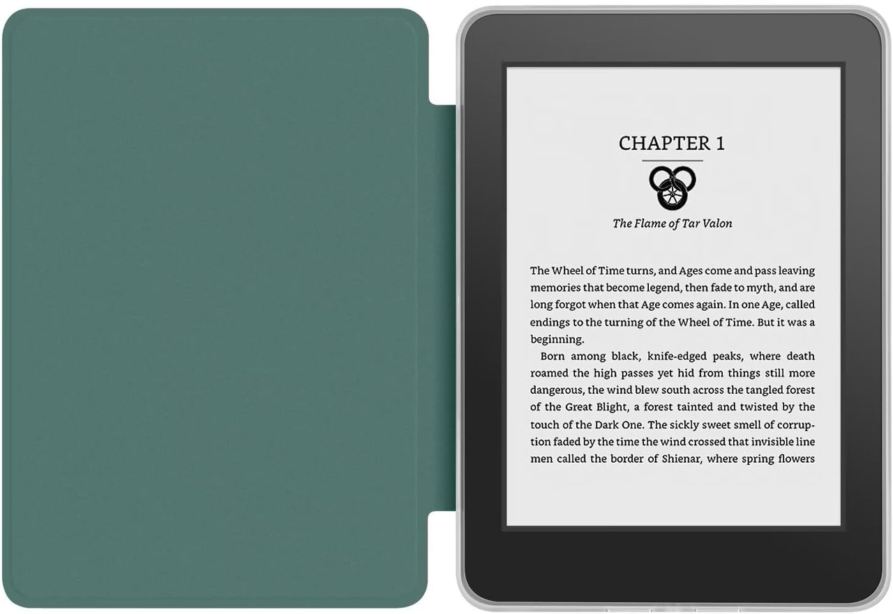 360° Rotating & Detachable Magnetic Case for 6.8" Kindle Paperwhite 11th Generation (2021)  – Auto Wake/Sleep, Hands-Free Stand, Clear Back Cover (Dark Green) - Image 3