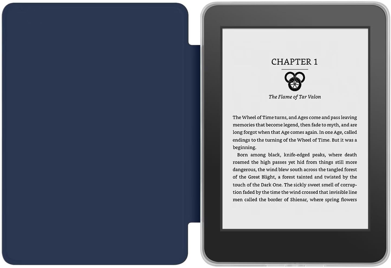 360° Rotating & Detachable Magnetic Case for 6.8" Kindle Paperwhite 11th Generation (2021)  – Auto Wake/Sleep, Hands-Free Stand, Clear Back Cover (Dark Blue) - Image 3