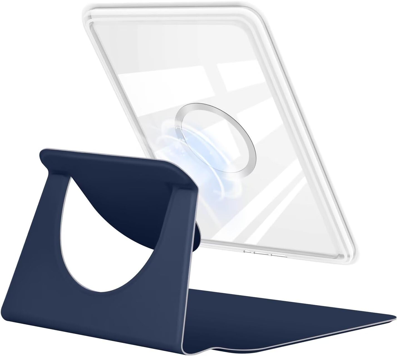 360° Rotating & Detachable Magnetic Case for 6.8" Kindle Paperwhite 11th Generation (2021)  – Auto Wake/Sleep, Hands-Free Stand, Clear Back Cover (Dark Blue) - Image 4