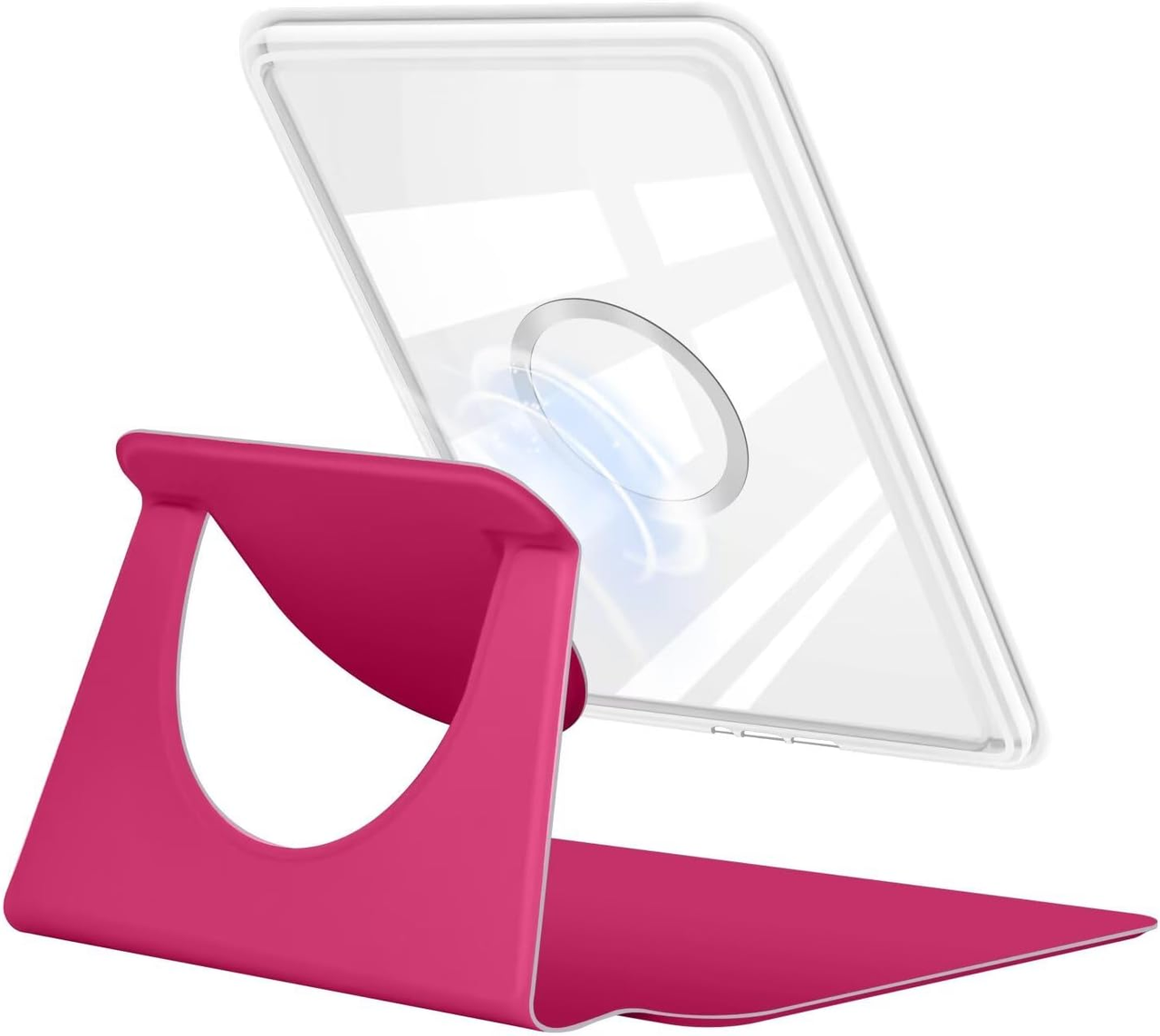 360° Rotating & Detachable Magnetic Case for 7" Kindle Paperwhite 12th Generation (2024)  – Auto Wake/Sleep, Hands-Free Stand, Clear Back Cover (Rose Red) - Image 4