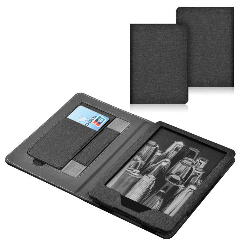 Lainergie Case for Kindle Paperwhite 7"/6.8" (12th/11th Gen, 2024/2021) , Slim PU Shell Cover with Stand, Hand Strap, Auto-Wake/Sleep Feature Not for TCL, Black