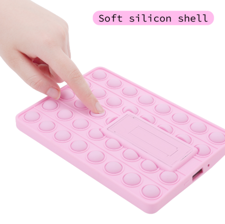 Pop It Fidget Case for Kindle Paperwhite 5 (6.8") - Rainbow Silicone Protective Cover with Stand，Pink - Image 2