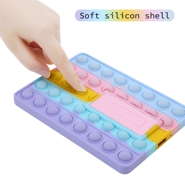 Pop It Fidget Case for Kindle Paperwhite 5 (6.8") - Rainbow Silicone Protective Cover with Stand，Multicolored - Image 2