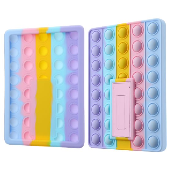 Pop It Fidget Case for Kindle Paperwhite 5 (6.8") - Rainbow Silicone Protective Cover with Stand，Multicolored - Image 3