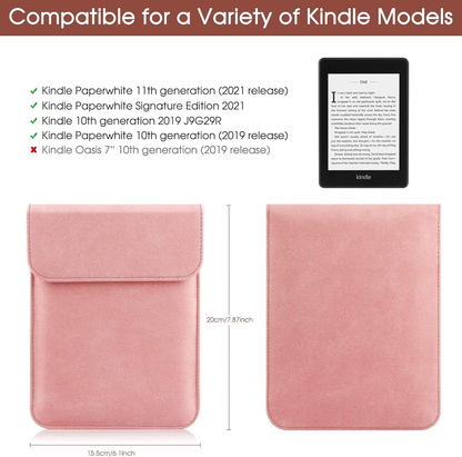 Universal Sleeve Case for 6"，6.8", Kindle Paperwhite/Colorsoft/Signature Edition 2024-2012 Sleeve Bag Pouch Cover for 6-6.8'' Kobo/Tolino/Pocketbook 6-inch ebook Reader,Pink - Image 2