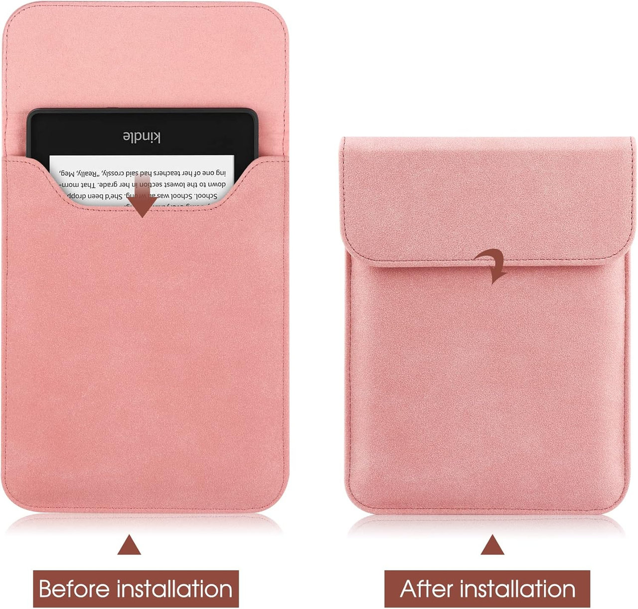 Universal Sleeve Case for 6"，6.8", Kindle Paperwhite/Colorsoft/Signature Edition 2024-2012 Sleeve Bag Pouch Cover for 6-6.8'' Kobo/Tolino/Pocketbook 6-inch ebook Reader,Pink - Image 3