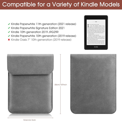 Universal Sleeve Case for 6"，6.8", Kindle Paperwhite/Colorsoft/Signature Edition 2024-2012 Sleeve Bag Pouch Cover for 6-6.8'' Kobo/Tolino/Pocketbook 6-inch ebook Reader,Dark Gray - Image 2
