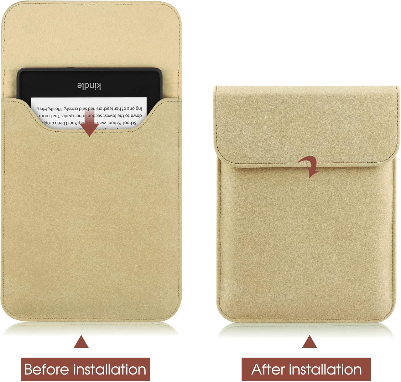 Universal Sleeve Case for 6"，6.8", Kindle Paperwhite/Colorsoft/Signature Edition 2024-2012 Sleeve Bag Pouch Cover for 6-6.8'' Kobo/Tolino/Pocketbook 6-inch ebook Reader,Khaki - Image 3