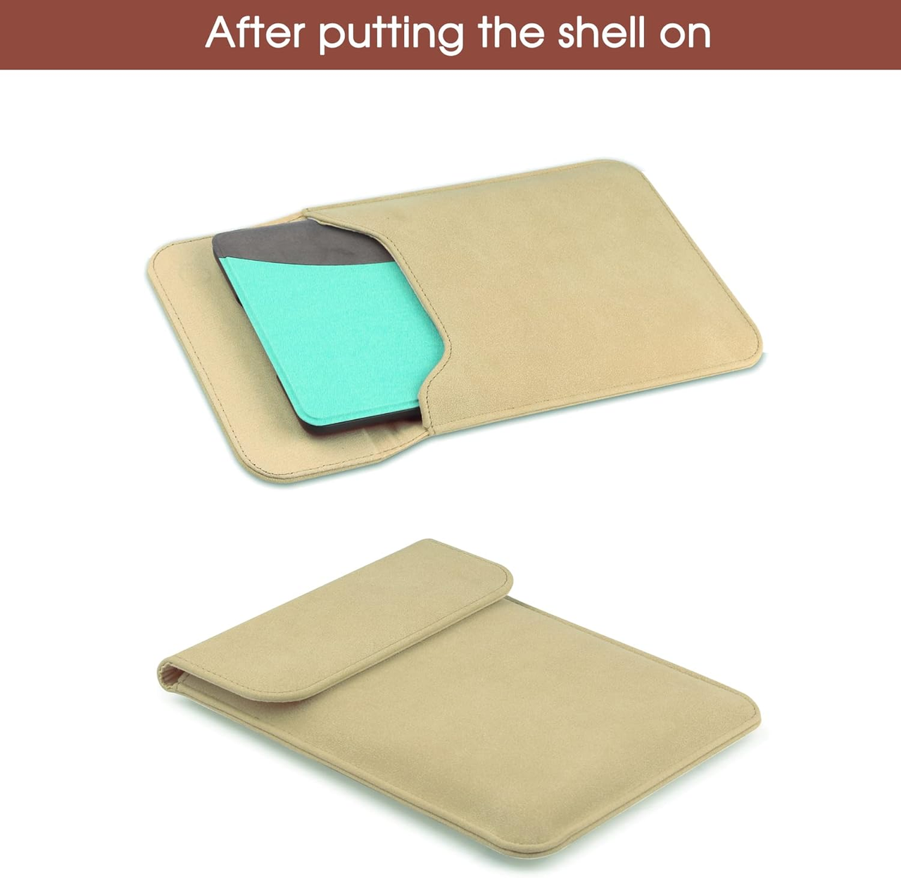 Universal Sleeve Case for 6"，6.8", Kindle Paperwhite/Colorsoft/Signature Edition 2024-2012 Sleeve Bag Pouch Cover for 6-6.8'' Kobo/Tolino/Pocketbook 6-inch ebook Reader,Khaki - Image 5