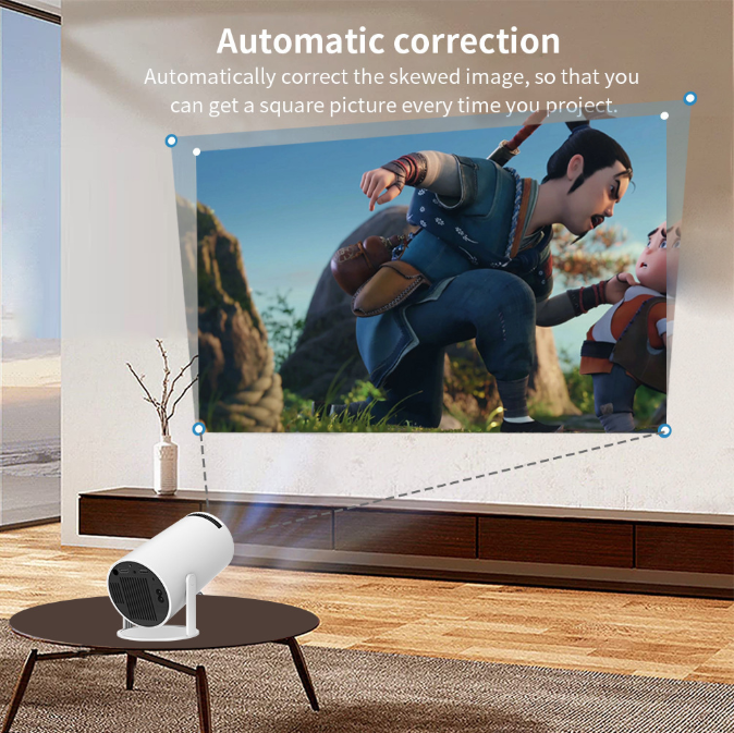 HY300PRO Mini Projector with WiFi and Bluetooth, Portable Projector 720p Support, Auto Keystone, 180 Degree Rotation, Smart Proyector for Home Outdoor - Image 3