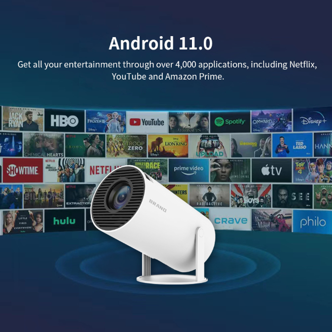 HY300PRO Mini Projector with WiFi and Bluetooth, Portable Projector 720p Support, Auto Keystone, 180 Degree Rotation, Smart Proyector for Home Outdoor - Image 7