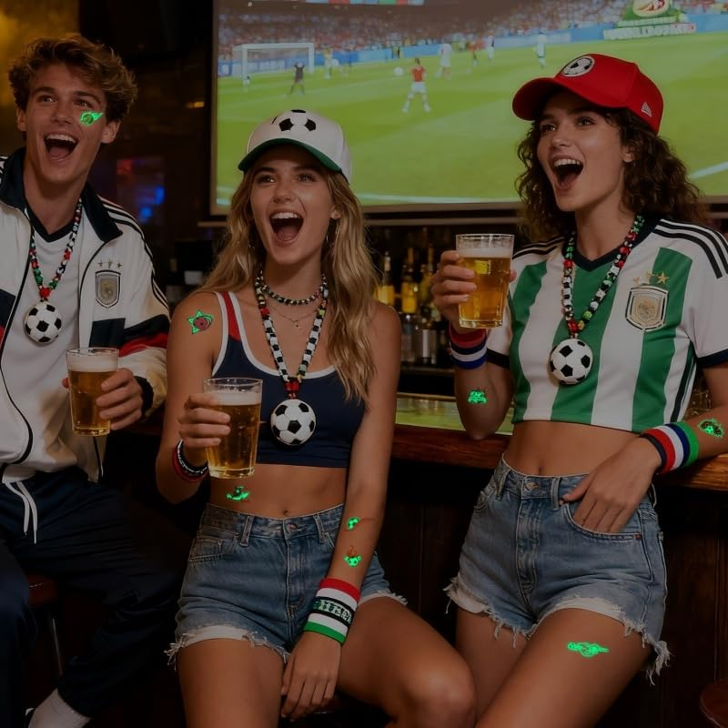 2026 World Cup Glow in the Dark Face Tattoos Waterproof Sweatproof Temporary Stickers 10 Sheets - Image 4