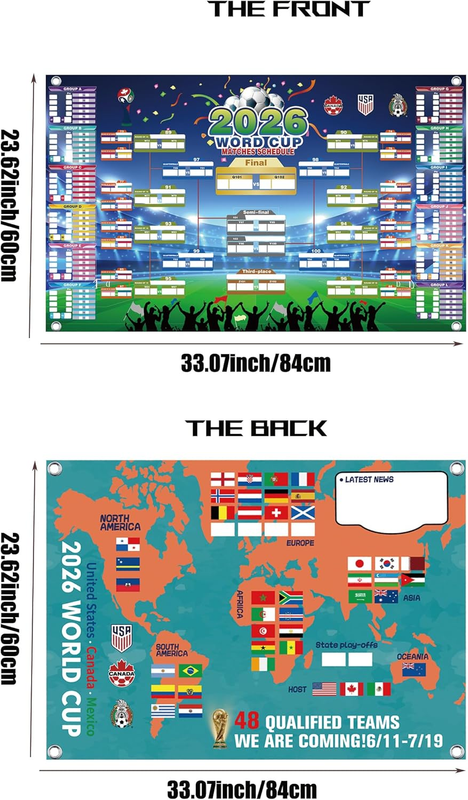 2026 World Cup Wall Chart Poster - 48 Team Tournament Schedule Tracker on Premium Waterproof Oxford Fabric (31.5" x 23.6") - Ultimate Soccer Gift for Fans (2026 World Cup Schedule Calendar-A) - Image 3