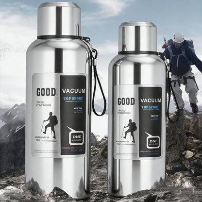 Antibacterial 316 Stainless Steel Vacuum Flask 800ml | Tea Infuser & Insulated Bottle for Hot/Cold Drinks (Bright silver)