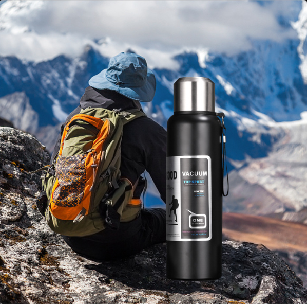 Antibacterial 316 Stainless Steel Vacuum Flask 600ml | Tea Infuser & Insulated Bottle for Hot/Cold Drinks (Black) - Image 5