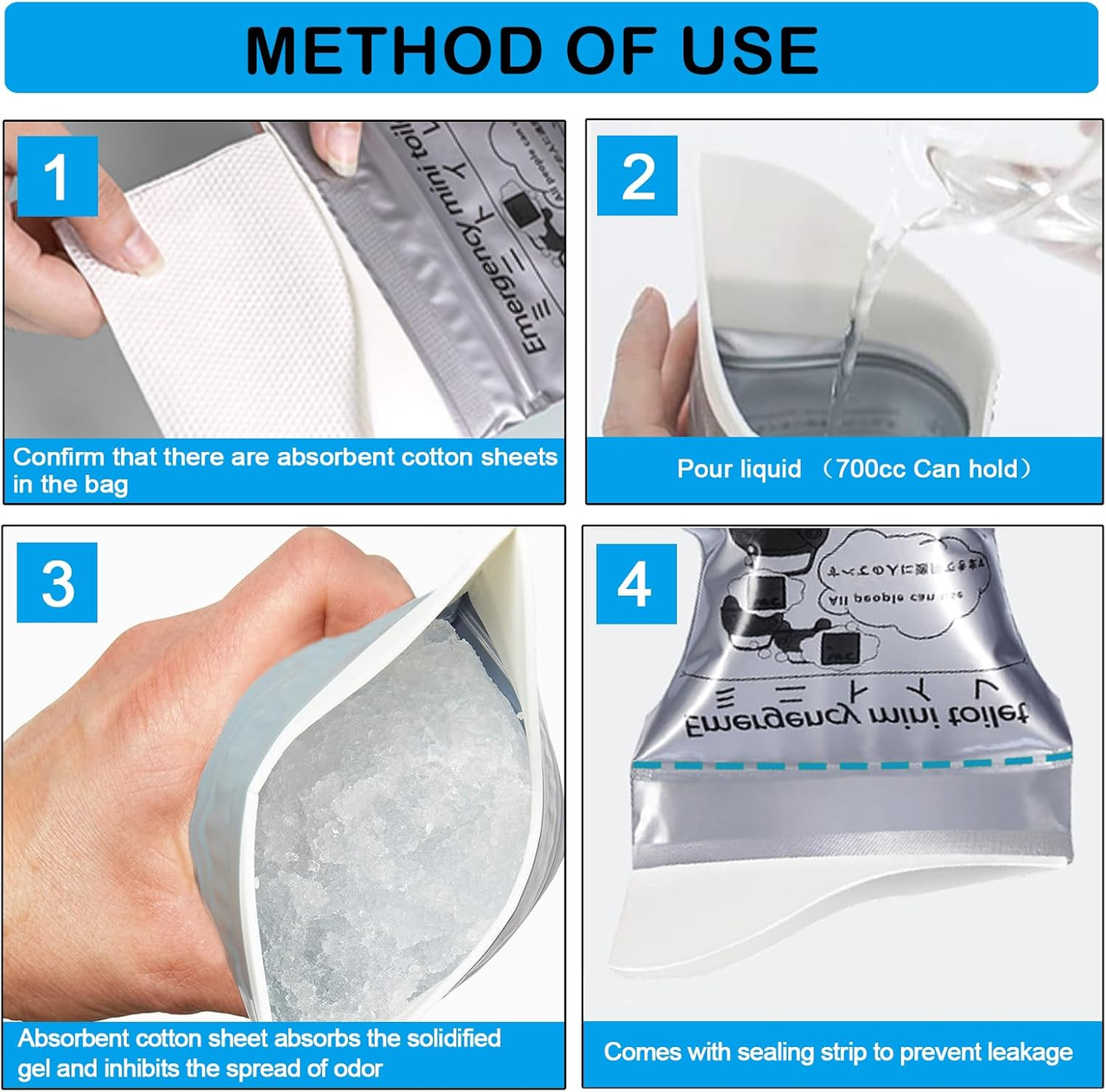 Disposable Emergency Urinal Bag, 8/12/20 Pack Portable Camping Pee Bags, Travel Pee Bags, Traffic Jam Emergency Portable Urine Bag, Vomit Bags, for Men Women Kids Children Patient - Image 4