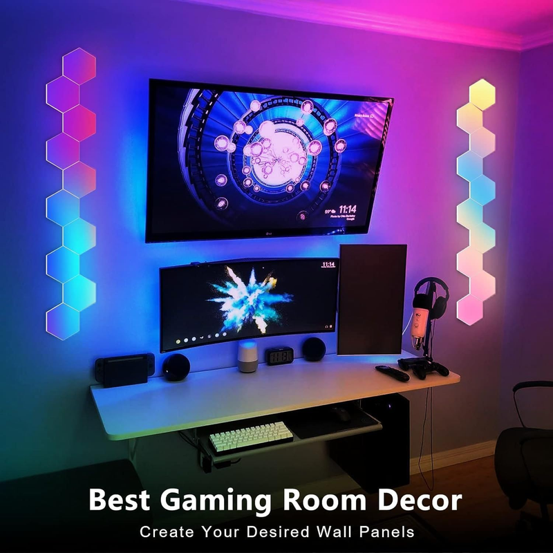 6 Pack Hexagon LED Wall Lights, Smart RGB Honeycomb Lights with APP & Voice Control, Music Sync Modular LED Panels for Gaming Room, Bedroom & Home Theater Decor - Image 5