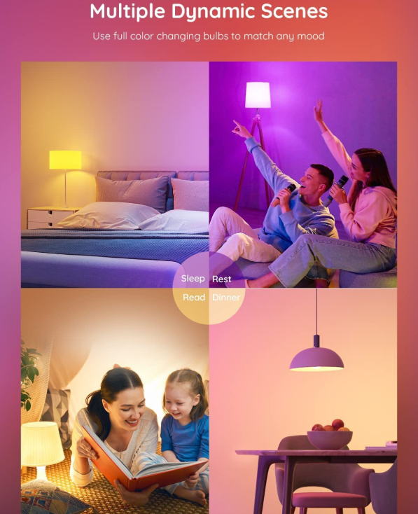 4 Pack Smart Light Bulbs,WiFi & Bluetooth LED Light Bulb That Works with Alexa & Google Home, Color Changing Light Bulb, 9W  E27 2.4Ghz WiFi Light Bulbs Tuya Smart APP - Image 7