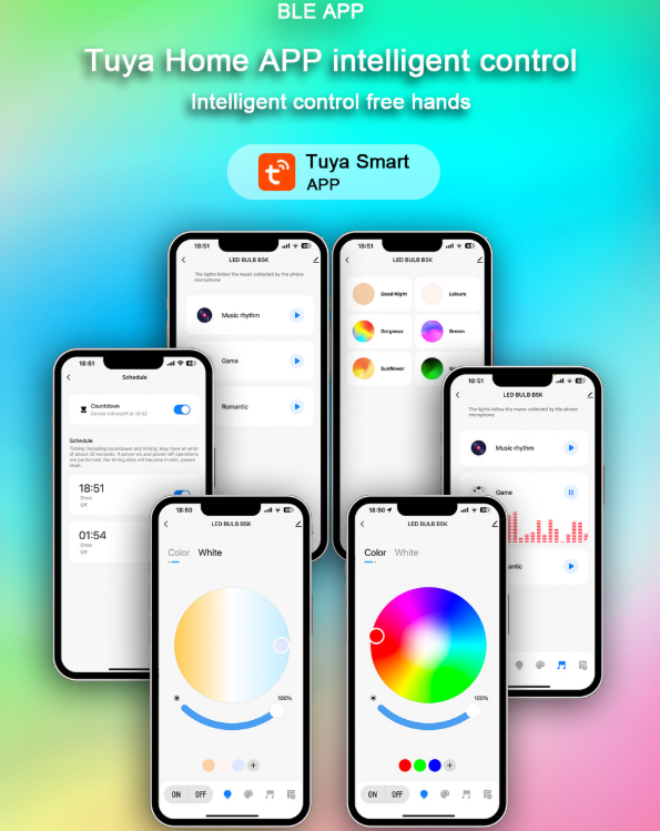 4 Pack Smart Light Bulbs,WiFi & Bluetooth LED Light Bulb That Works with Alexa & Google Home, Color Changing Light Bulb, 9W  E27 2.4Ghz WiFi Light Bulbs Tuya Smart APP - Image 8