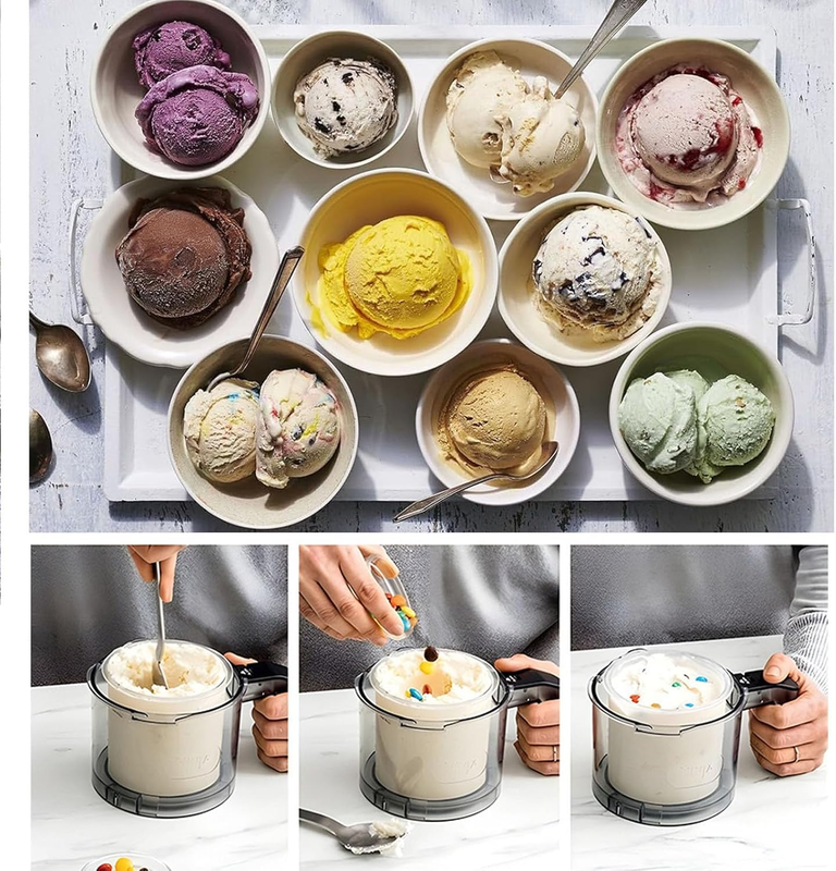Creami Pints and Lids for Ninja,4 pack Creamy Icecream Containers Cups Jars Tubs Canisters Set,Smoothie Pot Compatible with NC299AMZ & NC300s Series Creamer Ice Cream Maker Machine - Image 4